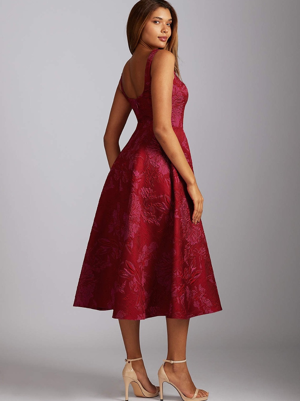 Florence Red Hot Pink Midi Dress - Picture 3 of 7